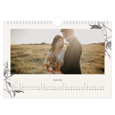 Fotokalender A4 Enkel — Bläck & murgröna [Januari]
