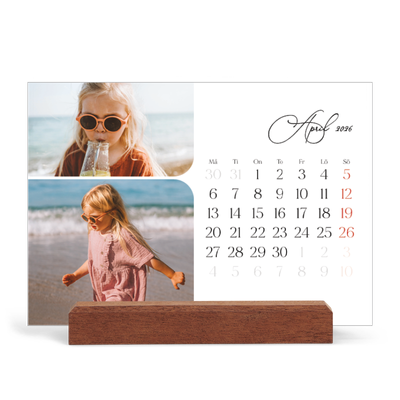 Skrivbordskalender med träställ - Liggande  — Ögonblicksbilder och skrift [April]