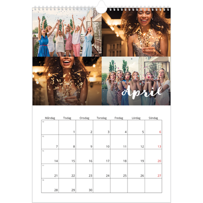 A3 Årskalender — Handskrift på bilden [April]