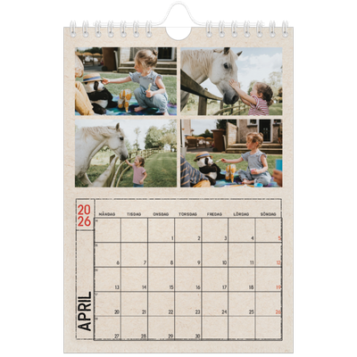 Fotokalender A5 Enkel — Kraftpapper med stämpeleffekt [April]