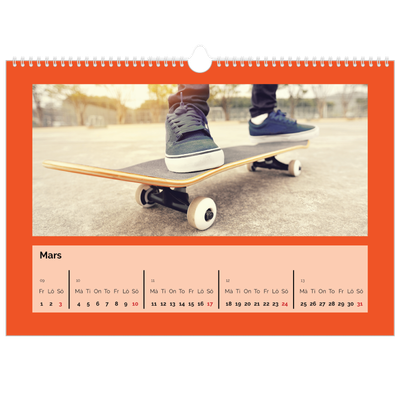 Fotokalender A3 Enkel — Skarpa färger [Mars]