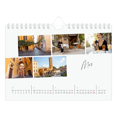 Fotokalender A5 Enkel — Stadssemester (vit) [Mars]
