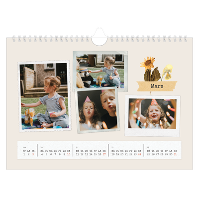 Fotokalender A4 Enkel — Retro scrapbooking [Mars]