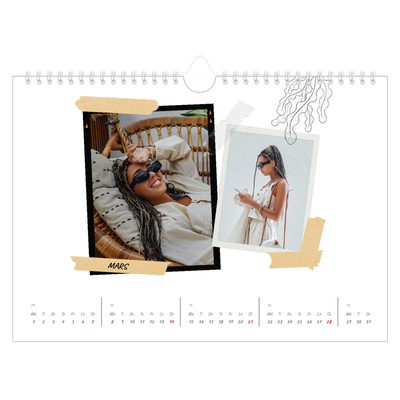 Fotokalender A4 Enkel — Scrapbook stil [Mars]