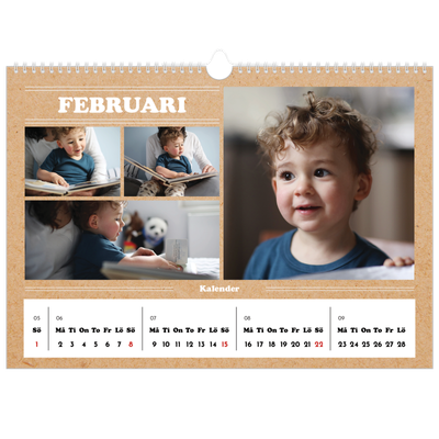 Fotokalender A3 Enkel — Magasinstil [Februari]