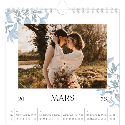 Årskalender kvadratisk — Elegant blommig [Mars]