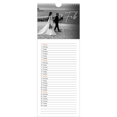 Fotokalender Smal  — Elegant skrift [Februari]