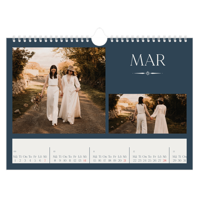 Fotokalender A4 Enkel — Skiffer & seriffer [Mars]