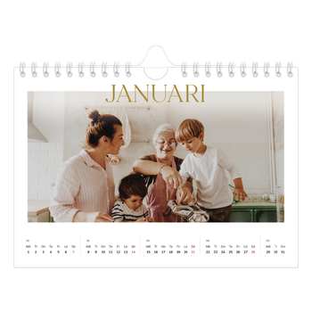 Fotokalender A5 Enkel — Stort teckensnitt i guld
