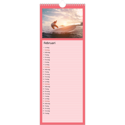 Fotokalender Smal  — Snygga färger [Februari]