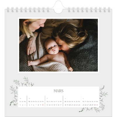 Årskalender kvadratisk — Handritade blommor [Mars]