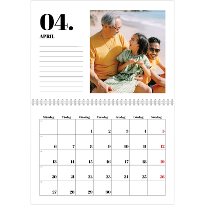 Fotokalender A3 Klassisk (30 x 40 cm) — Serif och ögonblick [April]