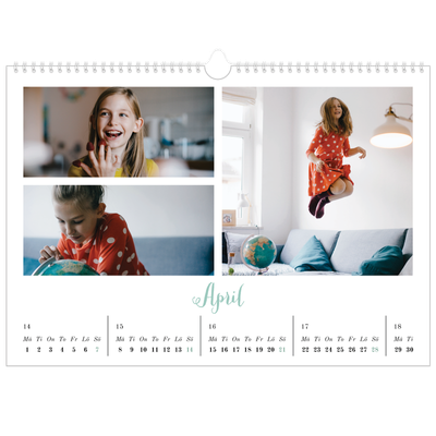 Fotokalender A3 Enkel — Hej världen [April]