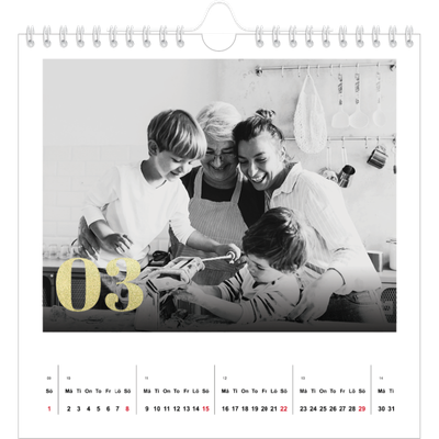 Årskalender kvadratisk — Stora nummer i glitter [Mars]