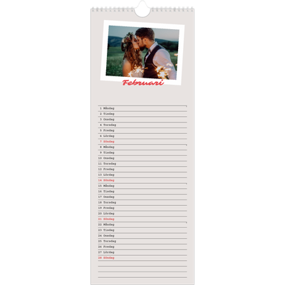 Fotokalender Smal  — Signerad i karmosin [Februari]