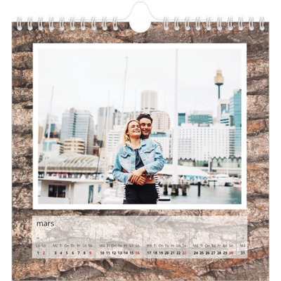 Årskalender kvadratisk — Bakgrund i bark [Mars]