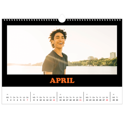 Fotokalender A3 Enkel — Rolig typografi [April]