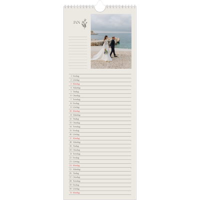 Fotokalender Smal  — Initialer i blom [Januari]