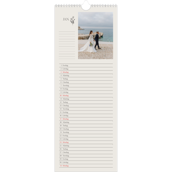 Fotokalender Smal (15x40cm) — Initialer i blom