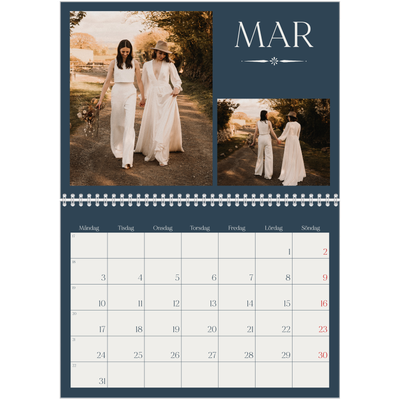 Fotokalender A3 Klassisk (30 x 40 cm) — Skiffer & seriffer [Mars]