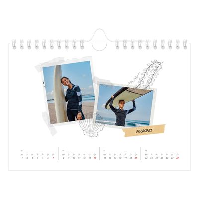 Fotokalender A5 Enkel — Scrapbook stil [Februari]