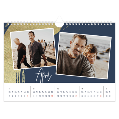 Fotokalender A4 Enkel — Gyllene penseldrag [April]