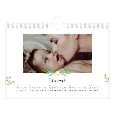 Fotokalender A5 Enkel — Illustrationer av blommor [Februari]