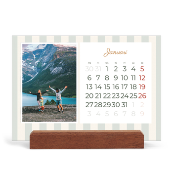 Skrivbordskalender med träställ - Liggande — Skrift och ränder
