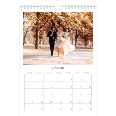 Fotokalender A4 Enkel (20 x 30 cm) — Koboltklassiker [Januari]