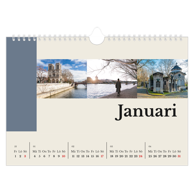 Fotokalender A4 Enkel — Världens sevärdheter [Januari]