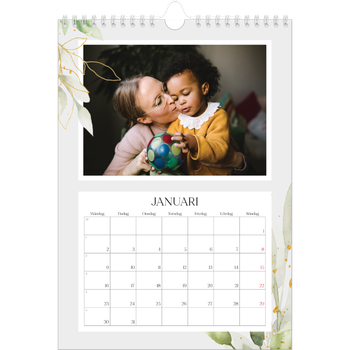 Fotokalender A4 Enkel — Blomster akvarell
