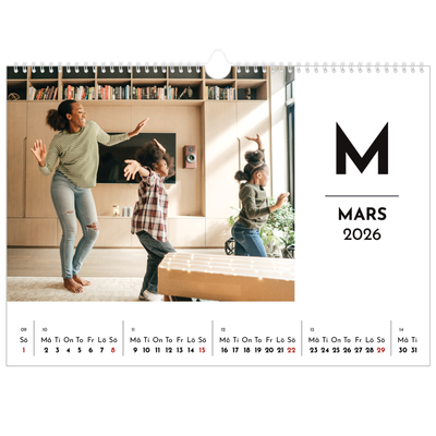Fotokalender A3 Enkel — Bokstav i fokus [Mars]