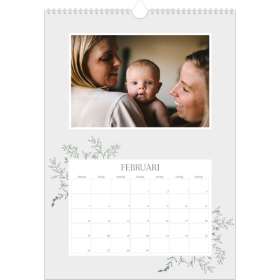 A3 Årskalender — Handritade blommor [Februari]