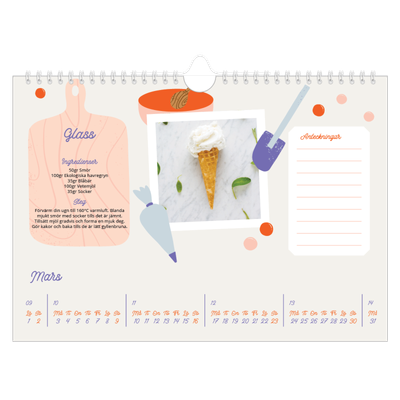 Fotokalender A4 Enkel — Året i recept [Mars]