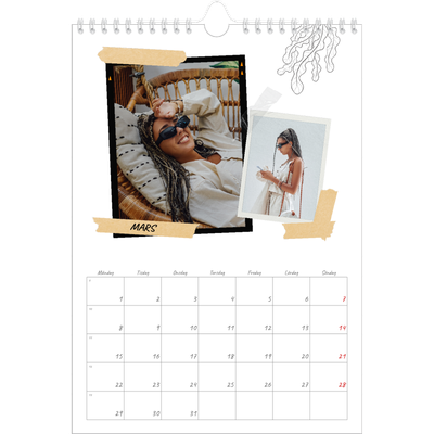 Fotokalender A4 Enkel (20 x 30 cm) — Scrapbook stil [Mars]