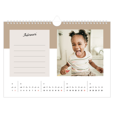 Fotokalender A4 Enkel — Kalenderlista [Februari]