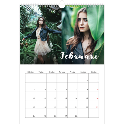 A3 Årskalender — Handskrift på bilden [Februari]