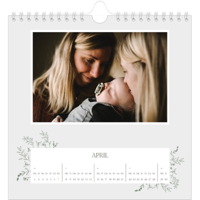 Årskalender kvadratisk — Handritade blommor [April]