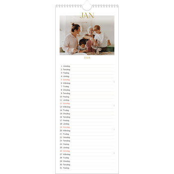 Fotokalender Smal (15x40cm) — Stort teckensnitt i guld