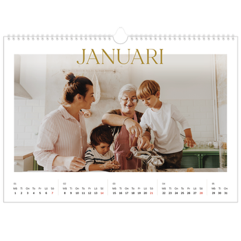 Fotokalender A3 Enkel — Stort teckensnitt i guld