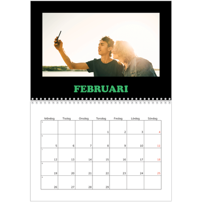 Fotokalender A3 Klassisk (30 x 40 cm) — Rolig typografi [Februari]