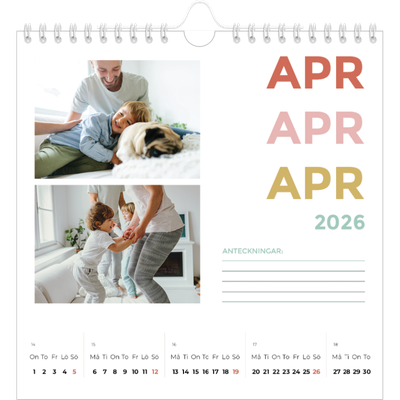 Årskalender kvadratisk — Färgglada typsnitt [April]