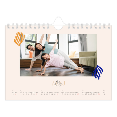 Fotokalender A5 Enkel — Minimalistisk korall [Maj]