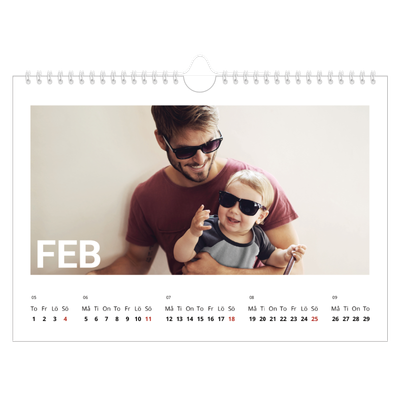 Fotokalender A4 Enkel — Stor månad [Februari]
