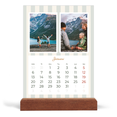 Skrivbordskalender med träställ - Stående — Skrift och ränder [Januari]