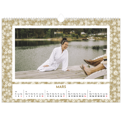 Fotokalender A3 Enkel — Blomstermönster [Mars]