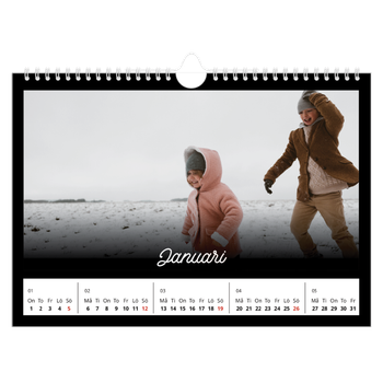 Fotokalender A4 Enkel — Svart