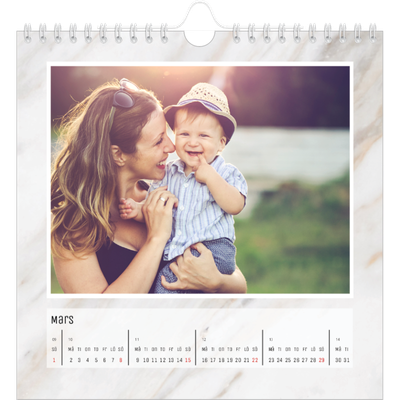Årskalender kvadratisk — Marmor bakgrund [Mars]