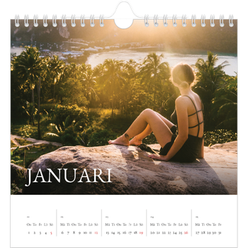 Fotokalender Kvadratisk — Enkel serif-teckensnitt