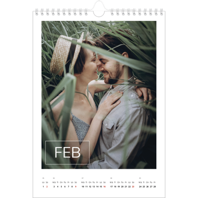 Fotokalender A4 Enkel (20 x 30 cm) — Stor dato [Februari]